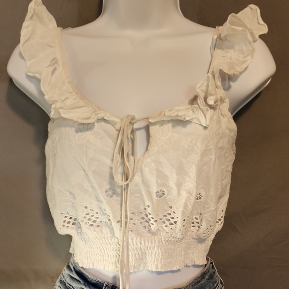 SEEK THE LABEL Tops - SEEK the Label Elegant Cream Lace Crop Top